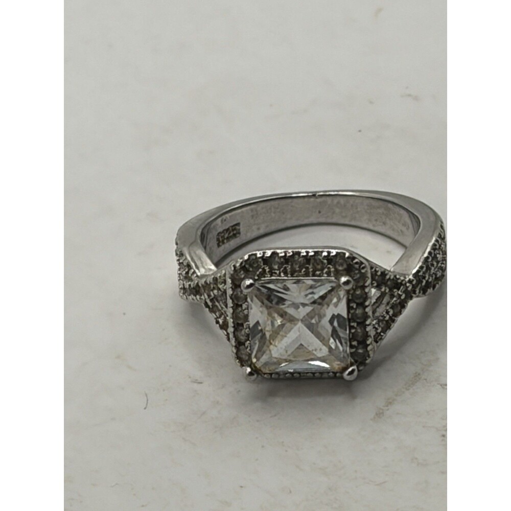 Sterling Silver Clear Cz Ring Size 5. 925